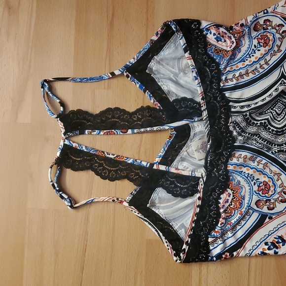 In Bloom by Jonquil Royal Paisley Print V Neck Dress or Nightie / Nightgown - Picture 5 of 5